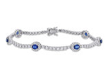 2.11 Carat (ctw) Blue Sapphire Bracelet in 14K White Gold with Diamonds (7 Inches)