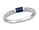 1/3 Carat (ctw) Blue Sapphire Ring in 10K White Gold with Diamonds