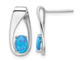 Lab Created Blue Opal Dangle Earrings in Sterling Silver