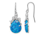 Lab Created Blue Opal Octopus Dangle Earrings in Sterling Silver