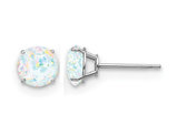 14K White Gold Solitaire Earring with Lab Created Opals (6mm)