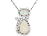 UPC: 709904068429 - Lab Created Opal Cat Pendant Necklace in Sterling Silver with Chain