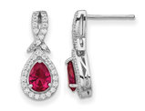 4/5 Carat (ctw) Lab Created Ruby Drop Earrings in Sterling Silver