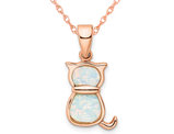 UPC: 709904068412 - Lab Created Opal Cat Pendant Necklace in Rose Plated Sterling Silver with Chain