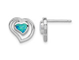 Lab-Created Blue Opal Heart Earrings in Sterling Silver