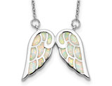 Lab-Created Opal Wings Pendant Necklace in Sterling Silver with Chain (16.5 inches)