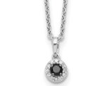 1/5 Carat (ctw) Black & White Diamond Circle Pendant Necklace in Sterling Silver with Chain