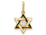 14K Yellow Gold Star Of David Pendant with Cubic Zirconia (NO CHAIN)