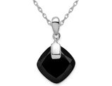 Sterling Silver Black Agate Pendant Necklace with Chain