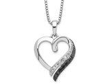 1/5 Carat (ctw) Black & White Diamond Heart Pendant Necklace in Sterling Silver with Chain