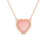 5.00 Carat (ctw) Pink Opal Heart Pendant Necklace in Rose Plated Sterling Silver with Chain