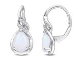 1.26 Carat (ctw) Opal Leverback Drop Earrings in 10K White Gold