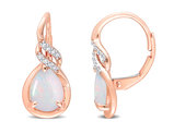 1.26 Carat (ctw) Opal Leverback Drop Earrings in 10K Pink Gold