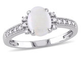 2/3 Carat (ctw) Oval Opal Ring in 10K White Gold