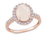 1.66 Carat (ctw) Opal Halo Ring in 14K Rose Pink Gold with Diamonds