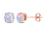 1.80 Carat (ctw) Blue Ethiopian Opal Stud Earrings in 10K Rose Gold