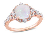 1.79 Carat (ctw) Opal and White Sapphire Ring in 10K Rose Pink Gold