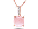 2.00 Carat (ctw) Pink Opal Solitaire Pendant Necklace in 10K Rose Gold with Chain