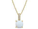 1.35 Carat (ctw) Opal Solitaire Pendant Necklace in 10K Yellow Gold with Chain