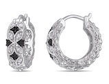 1/6 Carat (ctw) Black and White Diamond Hoop Earrings in Sterling Silver