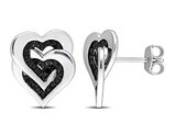 1/4 Carat (ctw) Black Diamond Heart Earrings in Sterling Silver