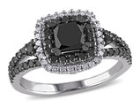 1.51 Carat (ctw) Black & White Diamond Engagement Ring in Sterling Silver