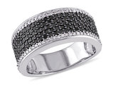 1.00 Carat (ctw) Black & White Diamond Pave Anniversary Band in Sterling Silver