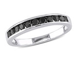 1/2 Carat (ctw) Black Diamond Wedding Band Ring in Sterling Silver with Black Rhodium