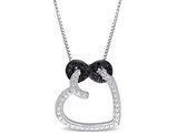 Black Diamond Accent Heart Pendant Necklace in Sterling Silver with Chain