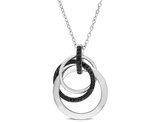 1/5 Carat (ctw) Black Diamond Circle Pendant Necklace in Sterling Silver with Chain