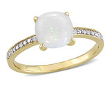 1.35 Carat (ctw) Opal Ring in 10K Yellow Gold with Diamond Accent