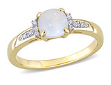 1/2 Carat (ctw) Opal Ring in 10K Yellow Gold with Diamond Accent