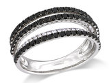 1.00 Carat (ctw) Black and White Diamond 5 Row Band Ring  in Sterling Silver