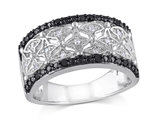 1/7 Carat (ctw) Black and White Diamond Ring Band in Sterling Silver