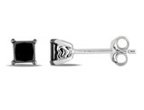 1/2 Carat (ctw) Princess-Cut Black Diamond Solitaire Earrings in Sterling Silver