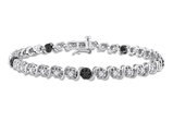 1.00 Carat (ctw) Black and White Diamond Tennis Bracelet in Sterling Silver (7.25 Inches)