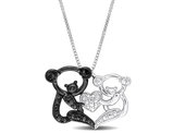 Black Accent Diamond Koala Charm Pendant Necklace in Sterling Silver with Chain