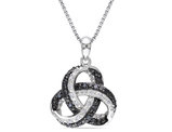 1/4 Carat (ctw) Black and White Diamond Love Knot Pendant Necklace in Sterling Silver with Chain