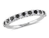 1/2 Carat (ctw) Black Diamond Anniversary Band Ring in Sterling Silver