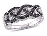 1/6 Carat (ctw) Black & White Diamond Ring Band in Sterling Silver