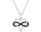 1/7 Carat (ctw) Black Diamond Infinity Heart Pendant Necklace in Sterling Silver with Chain