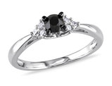 1/2 Carat (ctw) Black & White Diamond Ring in Sterling Silver