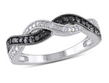 1/10 Carat (ctw) Black & White Diamond Infinity Ring Band in Sterling Silver