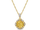 1.25 Carat (ctw) Citrine Halo Pendant Necklace in 14K Yellow Gold with Chain