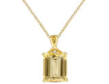 6.55 Carat (ctw) Emerald-Cut Citrine Pendant Necklace in Sterling Silver with Chain