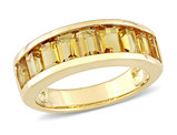 2.34 Carat (ctw) Baguette-Cut Citrine Band Ring in Yellow Plated Sterling Silver