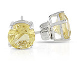 3.70 Carat (ctw) Citrine Round Solitaire Stud Earrings in Sterling Silver