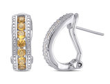 1.54 Carat (ctw) Citrine Hoop Earrings in  Sterling Silver