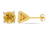 3.70 Carat (ctw) Citrine Solitaire Stud Earrings in 10K Yellow Gold