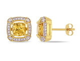 1.75 Carat (ctw) Citrine Halo Stud Earrings in 10K Yellow Gold